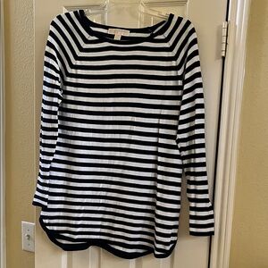 MICHAEL Michael Kors Black and White Striped Long Sleeve Top